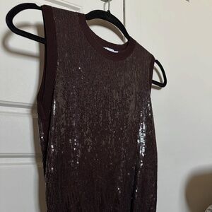 Soldout Zara Women's Sequin Sleeveless Top - Brown